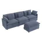 Divano componibile a L in velluto a coste grigio/blu/beige/marrone, 4 posti