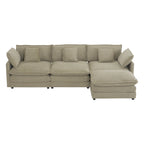 Divano componibile a L in velluto a coste grigio/blu/beige/marrone, 4 posti