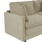 Divano componibile a L in velluto a coste grigio/blu/beige/marrone, 4 posti