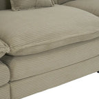 Divano componibile a L in velluto a coste grigio/blu/beige/marrone, 4 posti