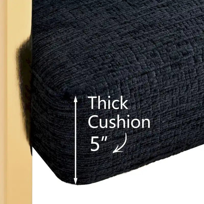 Sedia da pranzo in ciniglia, gambe a slitta dorate, set da 2