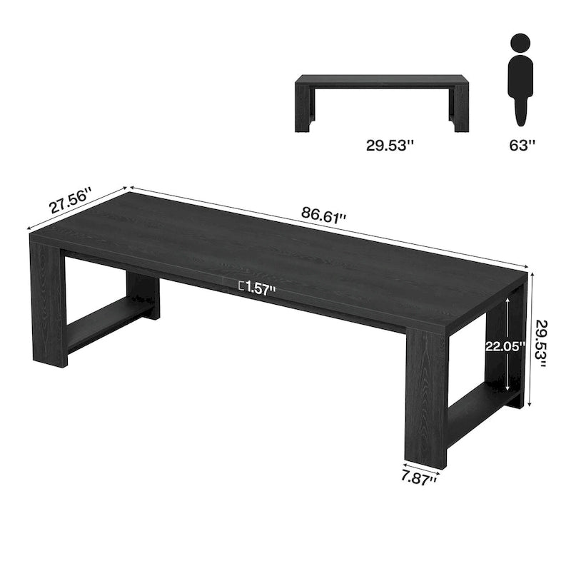 Tavolo da Pranzo Rettangolare in Legno Naturale per 8 Persone, Stile Minimalista