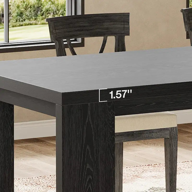 Tavolo da Pranzo Rettangolare in Legno Naturale per 8 Persone, Stile Minimalista