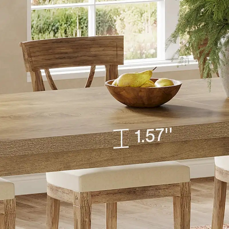 Tavolo da Pranzo Rettangolare in Legno Naturale per 8 Persone, Stile Minimalista