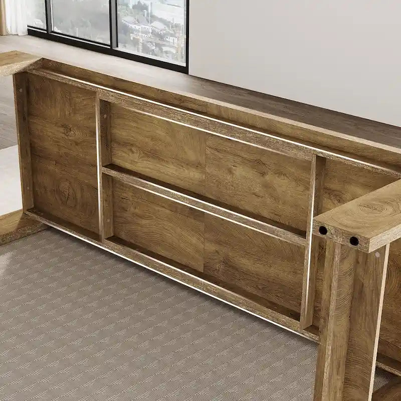 Tavolo da Pranzo Rettangolare in Legno Naturale per 8 Persone, Stile Minimalista