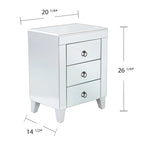 Comodino con 3 cassetti a specchio Silver Mirror Glam per 1