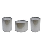 Set di tavoli rotondi in metallo martellato, 3 pezzi, argento/oro, per 1-4 persone