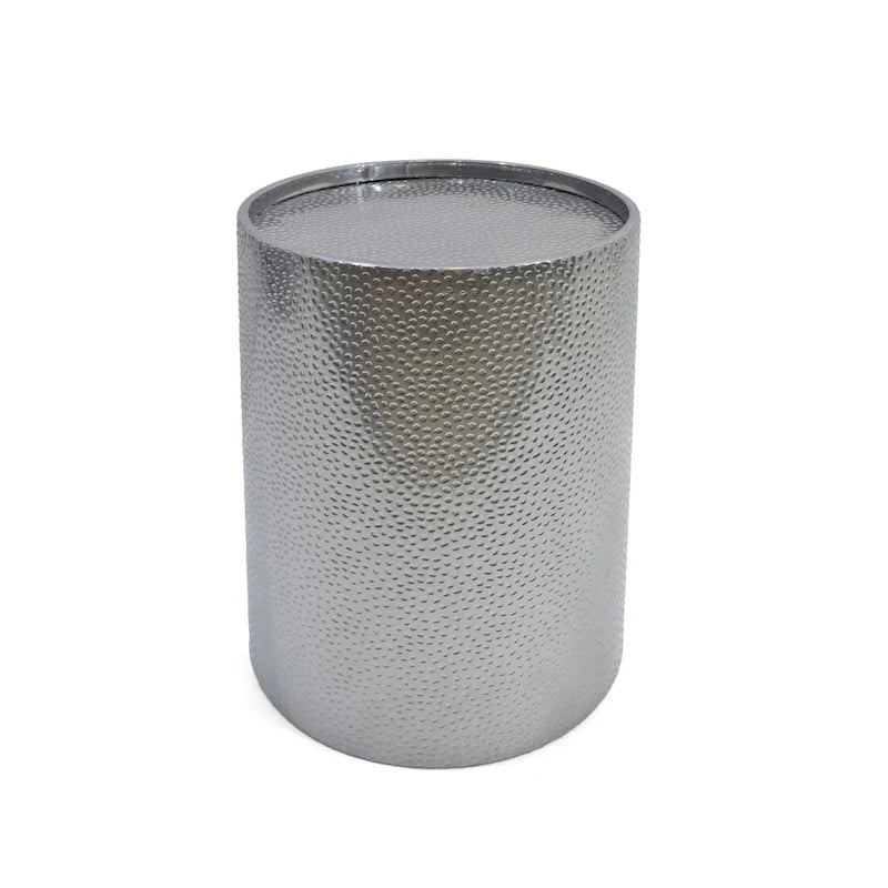 Set di tavoli rotondi in metallo martellato, 3 pezzi, argento/oro, per 1-4 persone