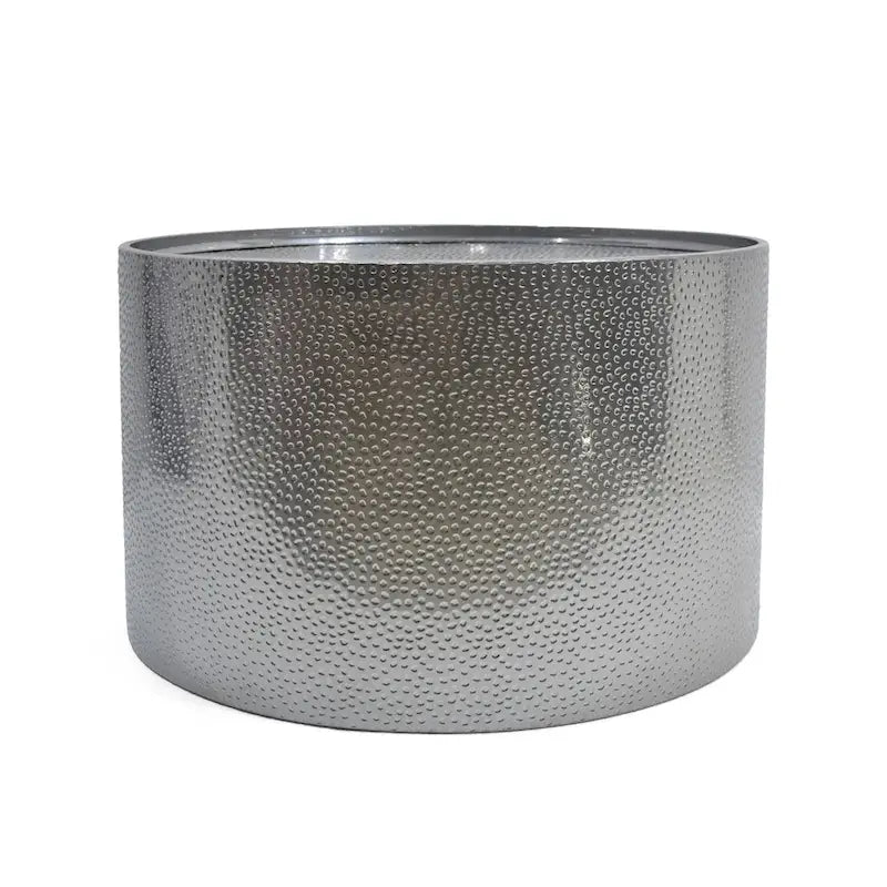 Set di tavoli rotondi in metallo martellato, 3 pezzi, argento/oro, per 1-4 persone