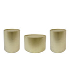 Set di tavoli rotondi in metallo martellato, 3 pezzi, argento/oro, per 1-4 persone