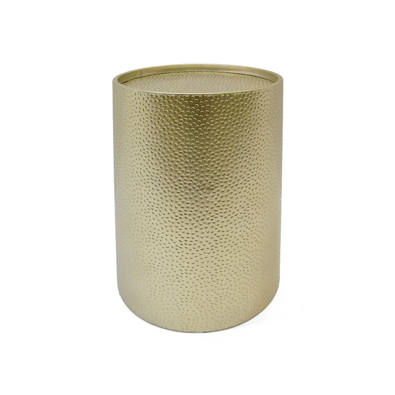 Set di tavoli rotondi in metallo martellato, 3 pezzi, argento/oro, per 1-4 persone