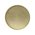 Set di tavoli rotondi in metallo martellato, 3 pezzi, argento/oro, per 1-4 persone