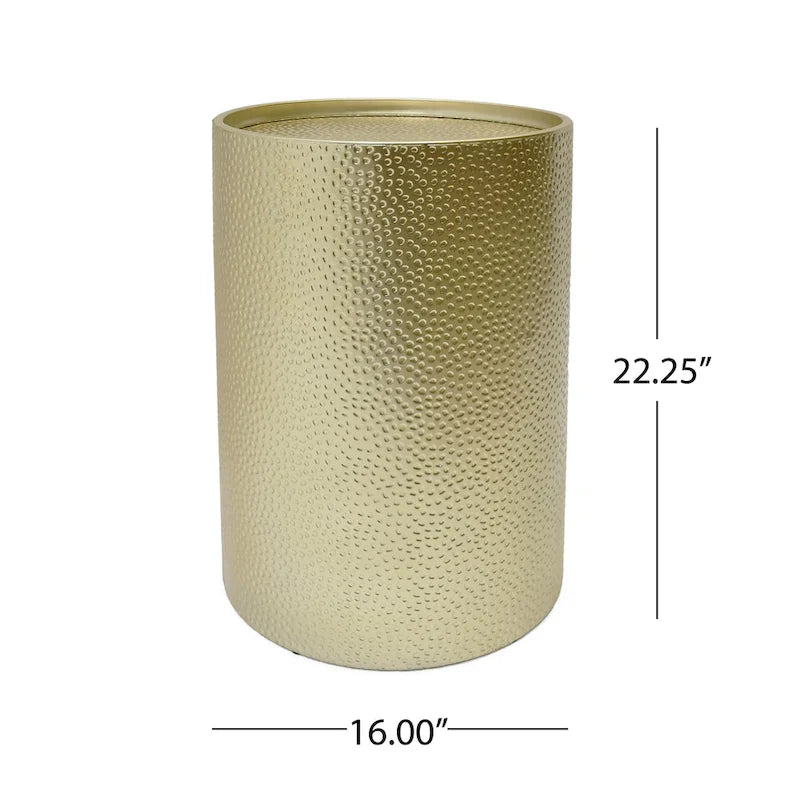 Set di tavoli rotondi in metallo martellato, 3 pezzi, argento/oro, per 1-4 persone