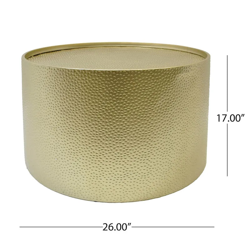 Set di tavoli rotondi in metallo martellato, 3 pezzi, argento/oro, per 1-4 persone