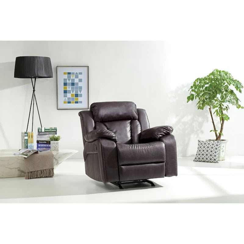 Poltrona reclinabile Rocker in similpelle – Marrone scuro / Bianco / Grigio / Nero / Beige, 1 persona