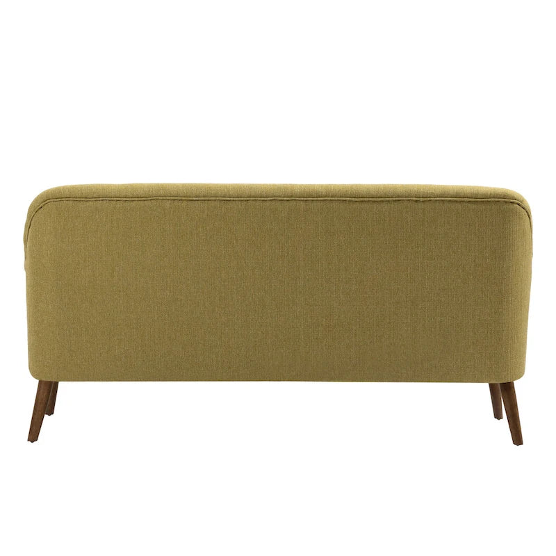 Divanetto a 2 posti capitonné in tessuto verde / grigio / turchese / arancione
