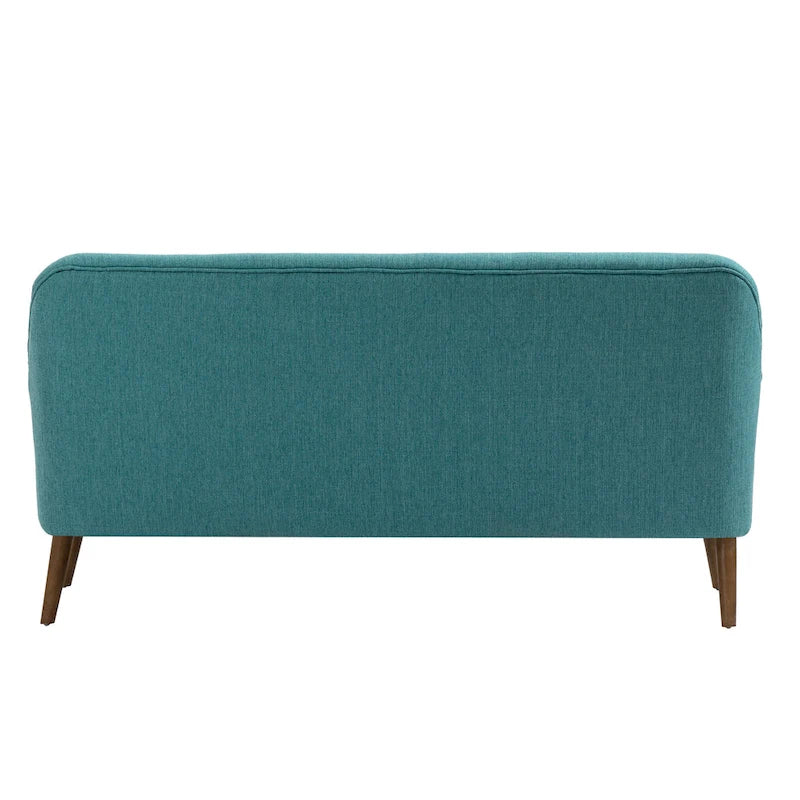 Divanetto a 2 posti capitonné in tessuto verde / grigio / turchese / arancione