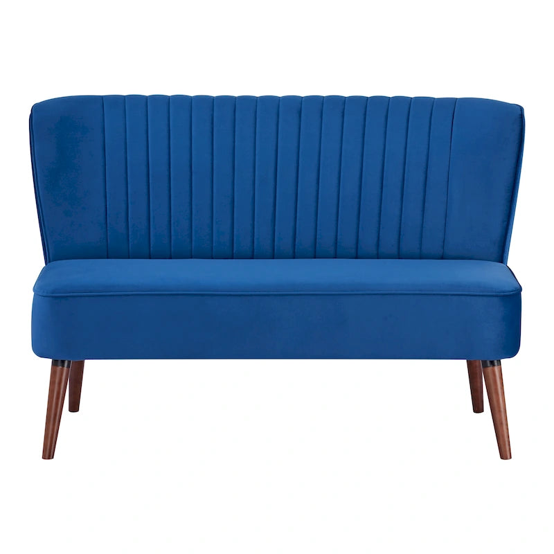 Divanetto a 2 posti senza braccioli in velluto, stile moderno di metà secolo (verde/blu/rosa cipria/grigio/blu reale)
