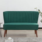 Divanetto a 2 posti senza braccioli in velluto, stile moderno di metà secolo (verde/blu/rosa cipria/grigio/blu reale)