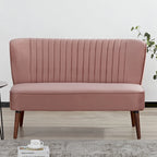 Divanetto a 2 posti senza braccioli in velluto, stile moderno di metà secolo (verde/blu/rosa cipria/grigio/blu reale)
