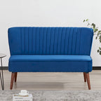 Divanetto a 2 posti senza braccioli in velluto, stile moderno di metà secolo (verde/blu/rosa cipria/grigio/blu reale)