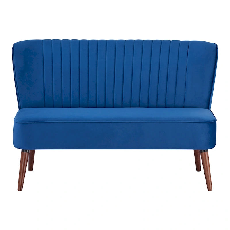 Divanetto a 2 posti senza braccioli in velluto, stile moderno di metà secolo (verde/blu/rosa cipria/grigio/blu reale)