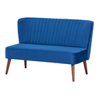 Divanetto a 2 posti senza braccioli in velluto, stile moderno di metà secolo (verde/blu/rosa cipria/grigio/blu reale)