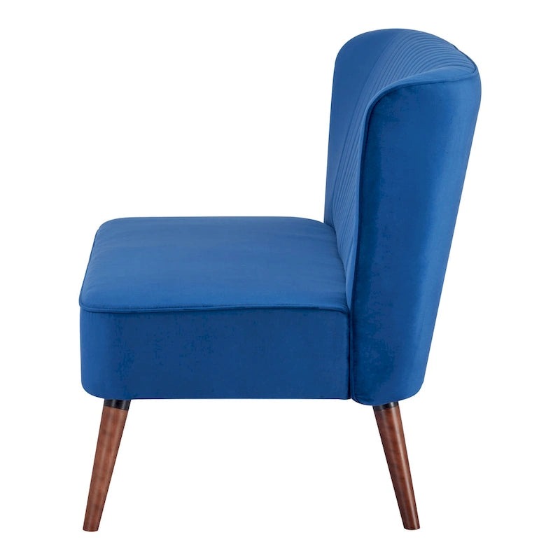 Divanetto a 2 posti senza braccioli in velluto, stile moderno di metà secolo (verde/blu/rosa cipria/grigio/blu reale)