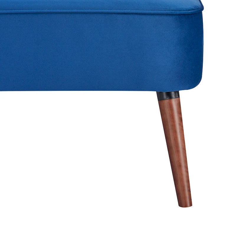 Divanetto a 2 posti senza braccioli in velluto, stile moderno di metà secolo (verde/blu/rosa cipria/grigio/blu reale)