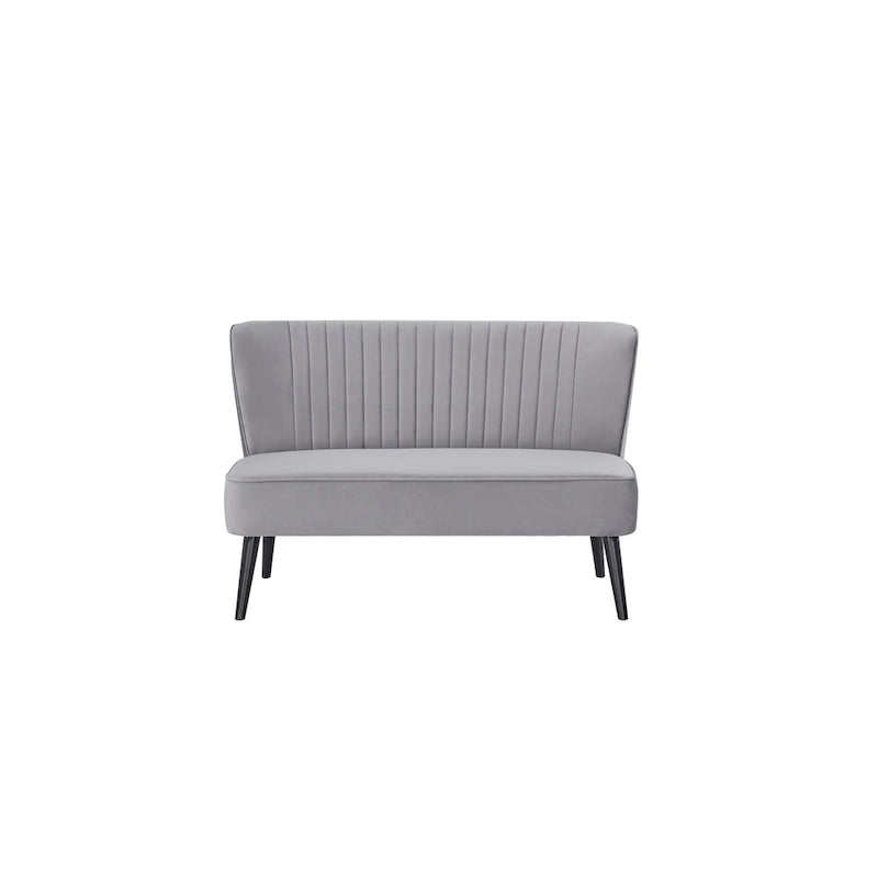 Divanetto a 2 posti senza braccioli in velluto, stile moderno di metà secolo (verde/blu/rosa cipria/grigio/blu reale)
