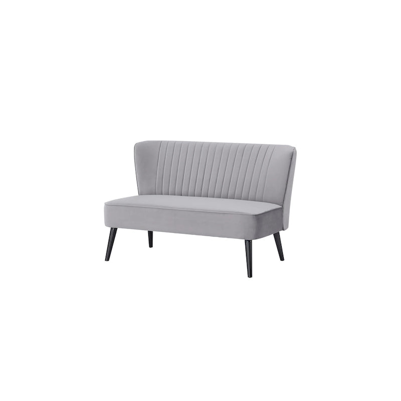 Divanetto a 2 posti senza braccioli in velluto, stile moderno di metà secolo (verde/blu/rosa cipria/grigio/blu reale)