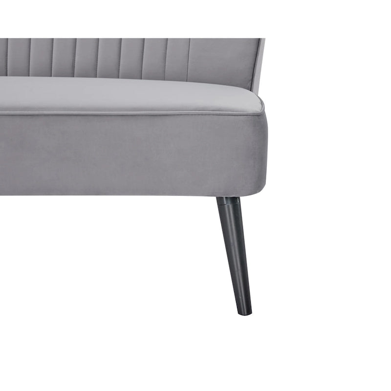 Divanetto a 2 posti senza braccioli in velluto, stile moderno di metà secolo (verde/blu/rosa cipria/grigio/blu reale)