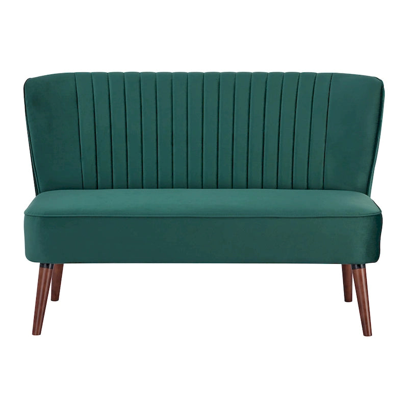 Divanetto a 2 posti senza braccioli in velluto, stile moderno di metà secolo (verde/blu/rosa cipria/grigio/blu reale)