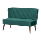 Divanetto a 2 posti senza braccioli in velluto, stile moderno di metà secolo (verde/blu/rosa cipria/grigio/blu reale)
