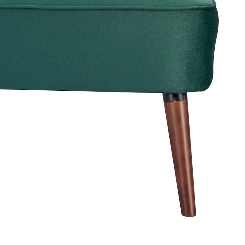 Divanetto a 2 posti senza braccioli in velluto, stile moderno di metà secolo (verde/blu/rosa cipria/grigio/blu reale)