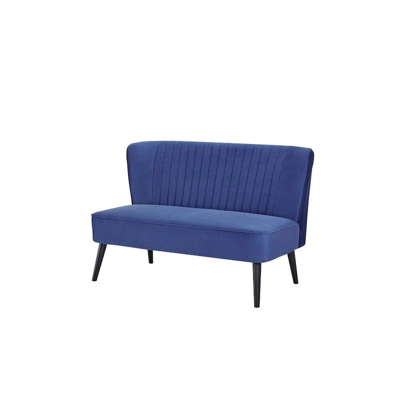 Divanetto a 2 posti senza braccioli in velluto, stile moderno di metà secolo (verde/blu/rosa cipria/grigio/blu reale)