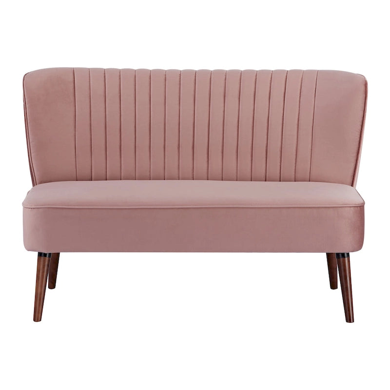 Divanetto a 2 posti senza braccioli in velluto, stile moderno di metà secolo (verde/blu/rosa cipria/grigio/blu reale)