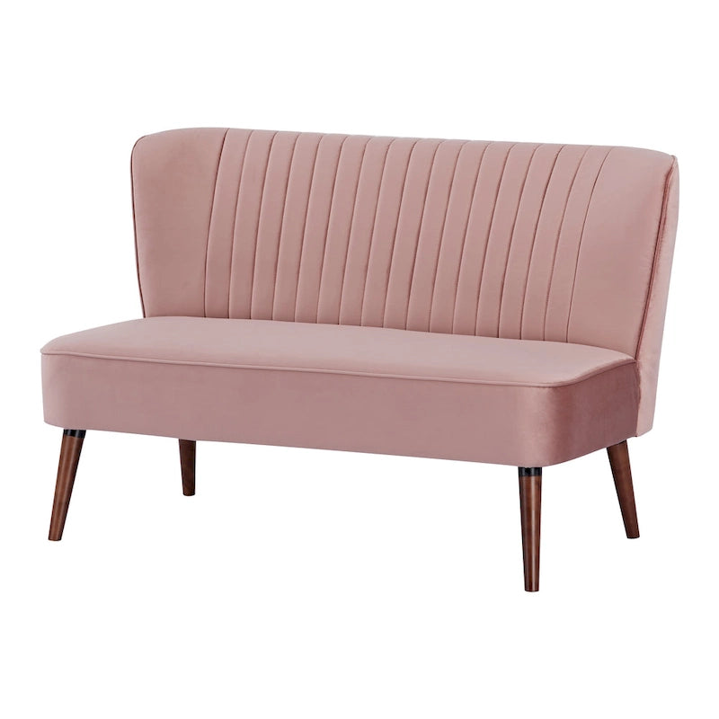 Divanetto a 2 posti senza braccioli in velluto, stile moderno di metà secolo (verde/blu/rosa cipria/grigio/blu reale)