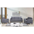 Set Divano Tufted Mid-Century Grigio Scuro / Beige / Grigio Chiaro, 3 Pezzi, 3 Posti