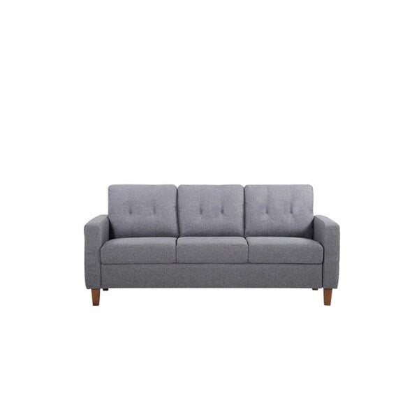 Set Divano Tufted Mid-Century Grigio Scuro / Beige / Grigio Chiaro, 3 Pezzi, 3 Posti
