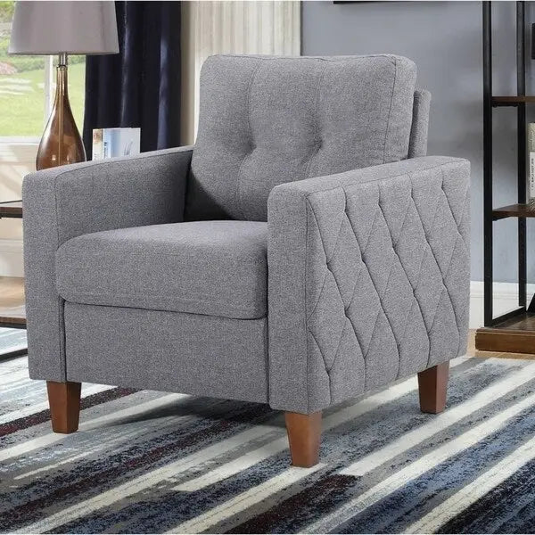 Set Divano Tufted Mid-Century Grigio Scuro / Beige / Grigio Chiaro, 3 Pezzi, 3 Posti