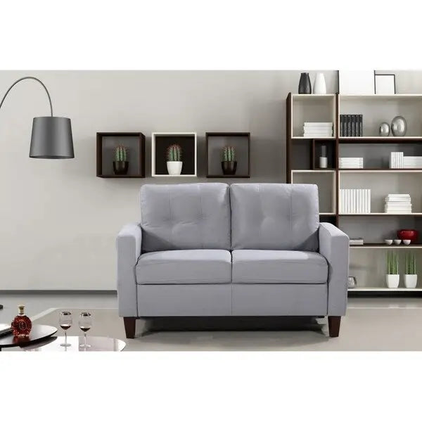 Set Divano Tufted Mid-Century Grigio Scuro / Beige / Grigio Chiaro, 3 Pezzi, 3 Posti