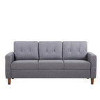 Divanetto a due posti imbottito in stile Mid-Century, Beige / Grigio Chiaro / Grigio Scuro