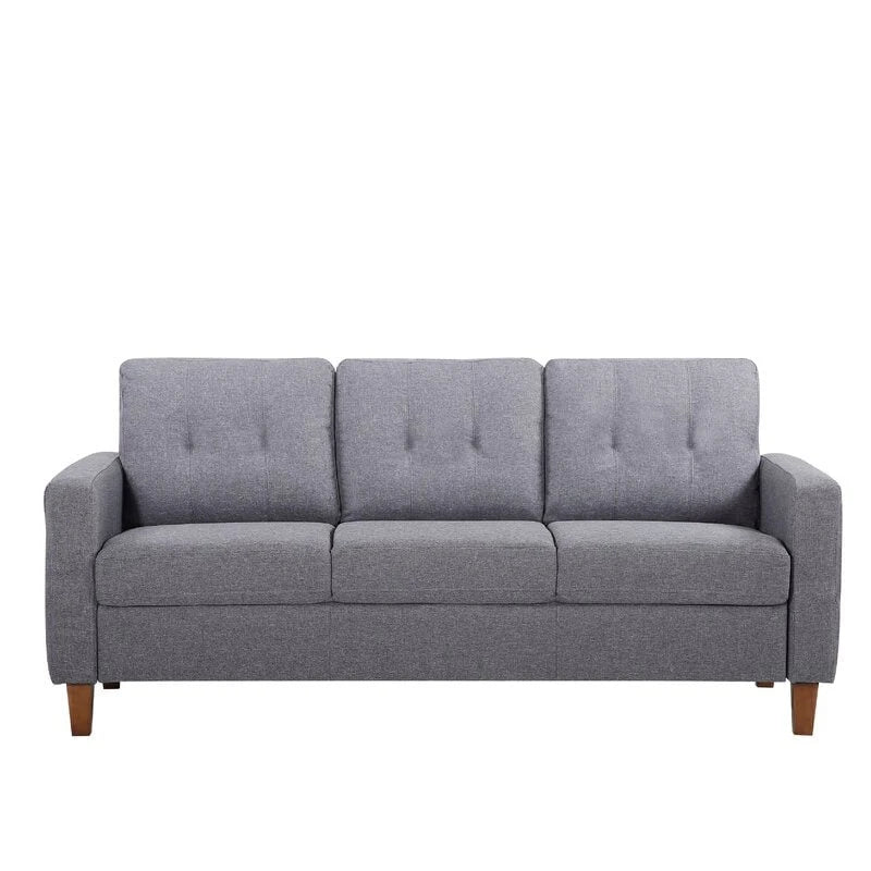 Divanetto a due posti imbottito in stile Mid-Century, Beige / Grigio Chiaro / Grigio Scuro