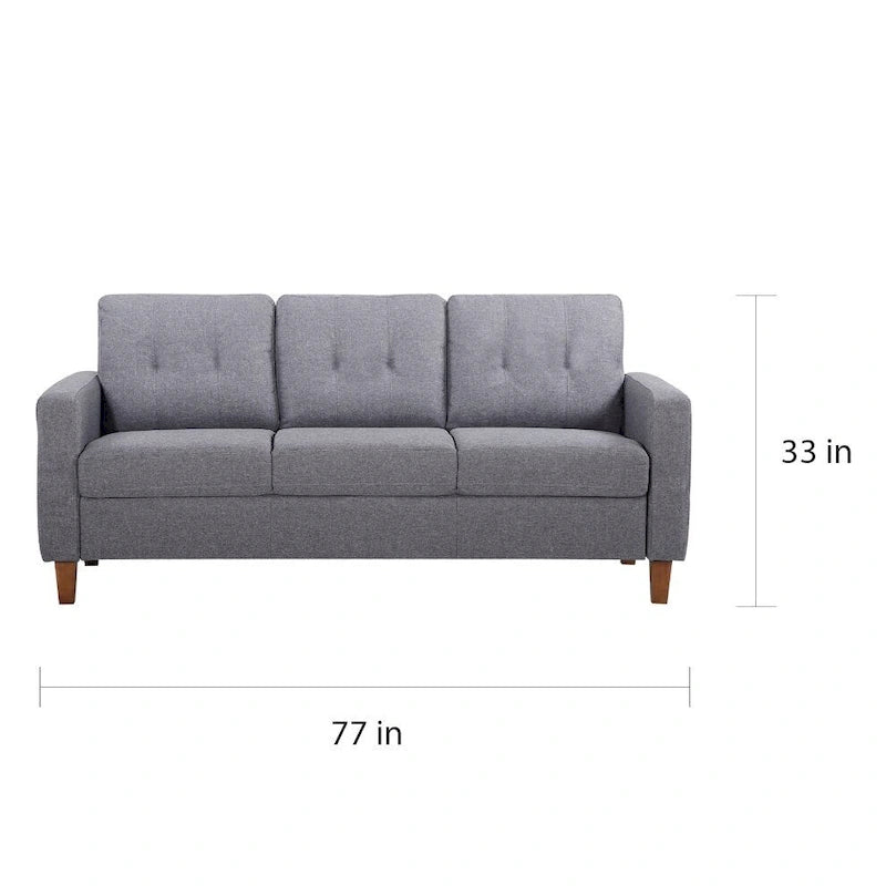 Divanetto a due posti imbottito in stile Mid-Century, Beige / Grigio Chiaro / Grigio Scuro