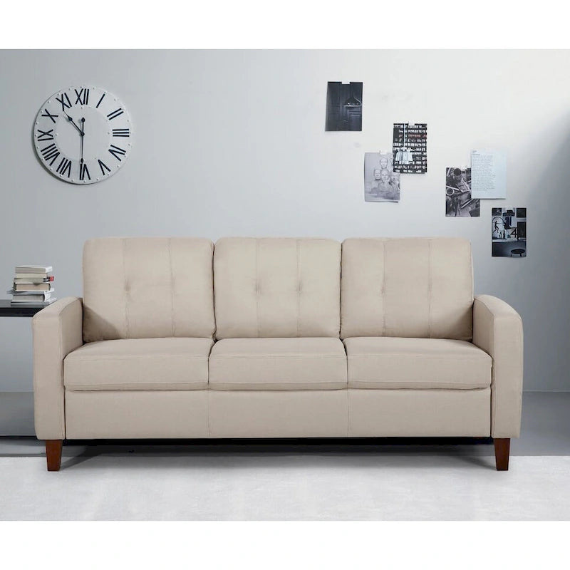 Divanetto a due posti imbottito in stile Mid-Century, Beige / Grigio Chiaro / Grigio Scuro