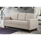 Divanetto a due posti imbottito in stile Mid-Century, Beige / Grigio Chiaro / Grigio Scuro