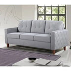Divanetto a due posti imbottito in stile Mid-Century, Beige / Grigio Chiaro / Grigio Scuro