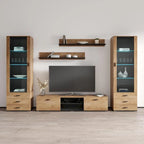 Unità da parete / mobile TV bianco / nero / rovere per 1 stanza