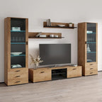 Unità da parete / mobile TV bianco / nero / rovere per 1 stanza